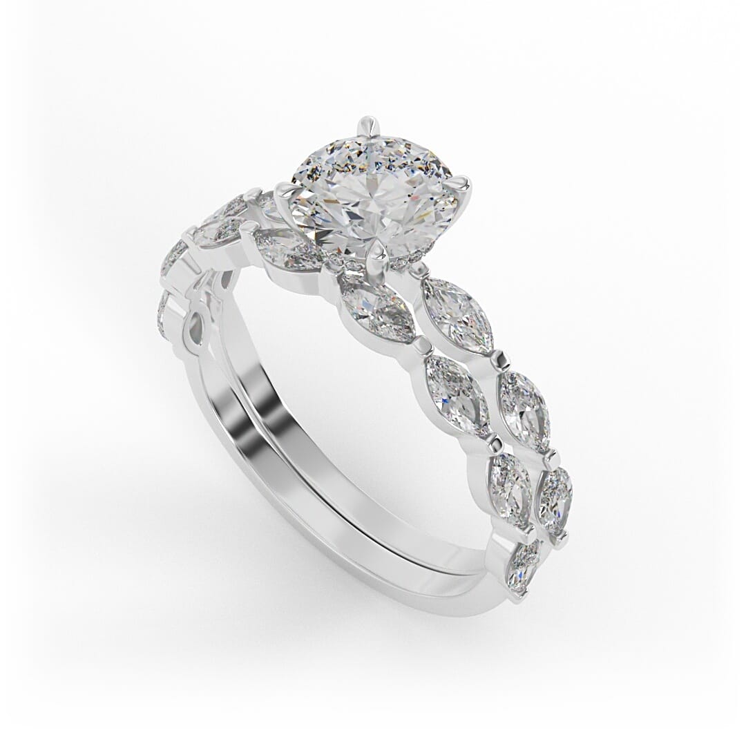 Scarlett Brilliant Round Double Band Prong Set Engagement Ring