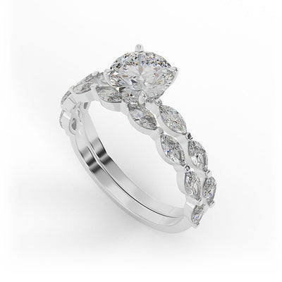 Scarlett Brilliant Round Double Band Prong Set Engagement Ring