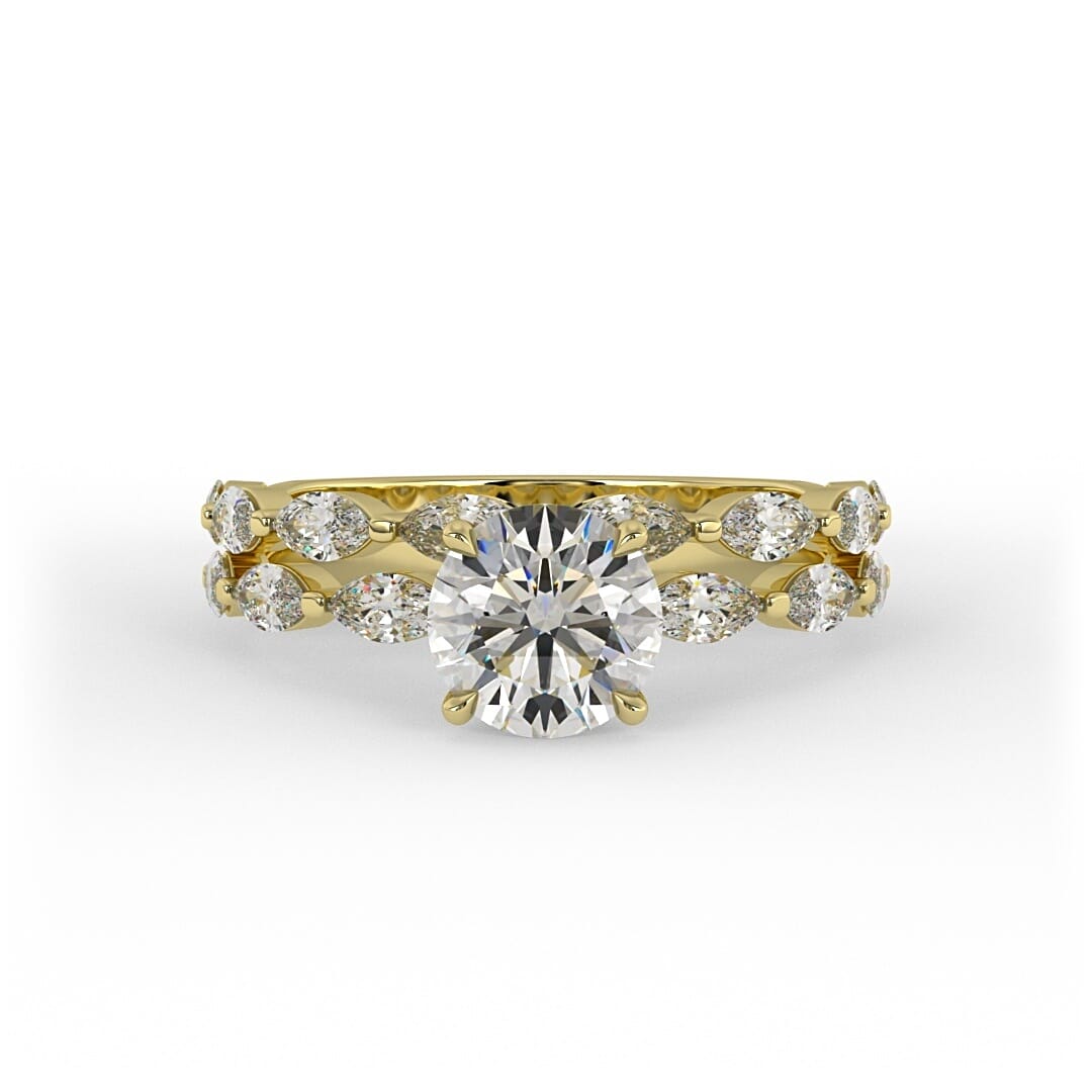 Scarlett Brilliant Round Double Band Prong Set Engagement Ring