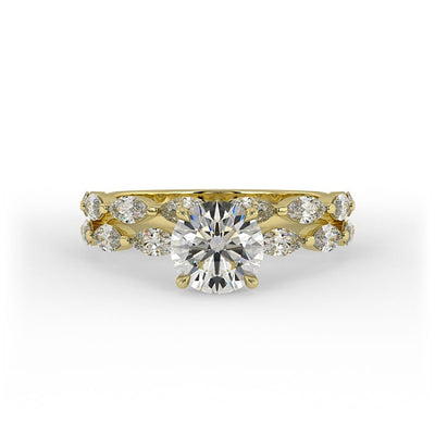 Scarlett Brilliant Round Double Band Prong Set Engagement Ring