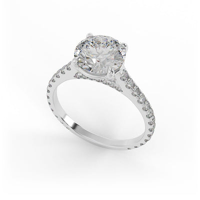 Willa Brilliant Round Pave Set Engagement Ring